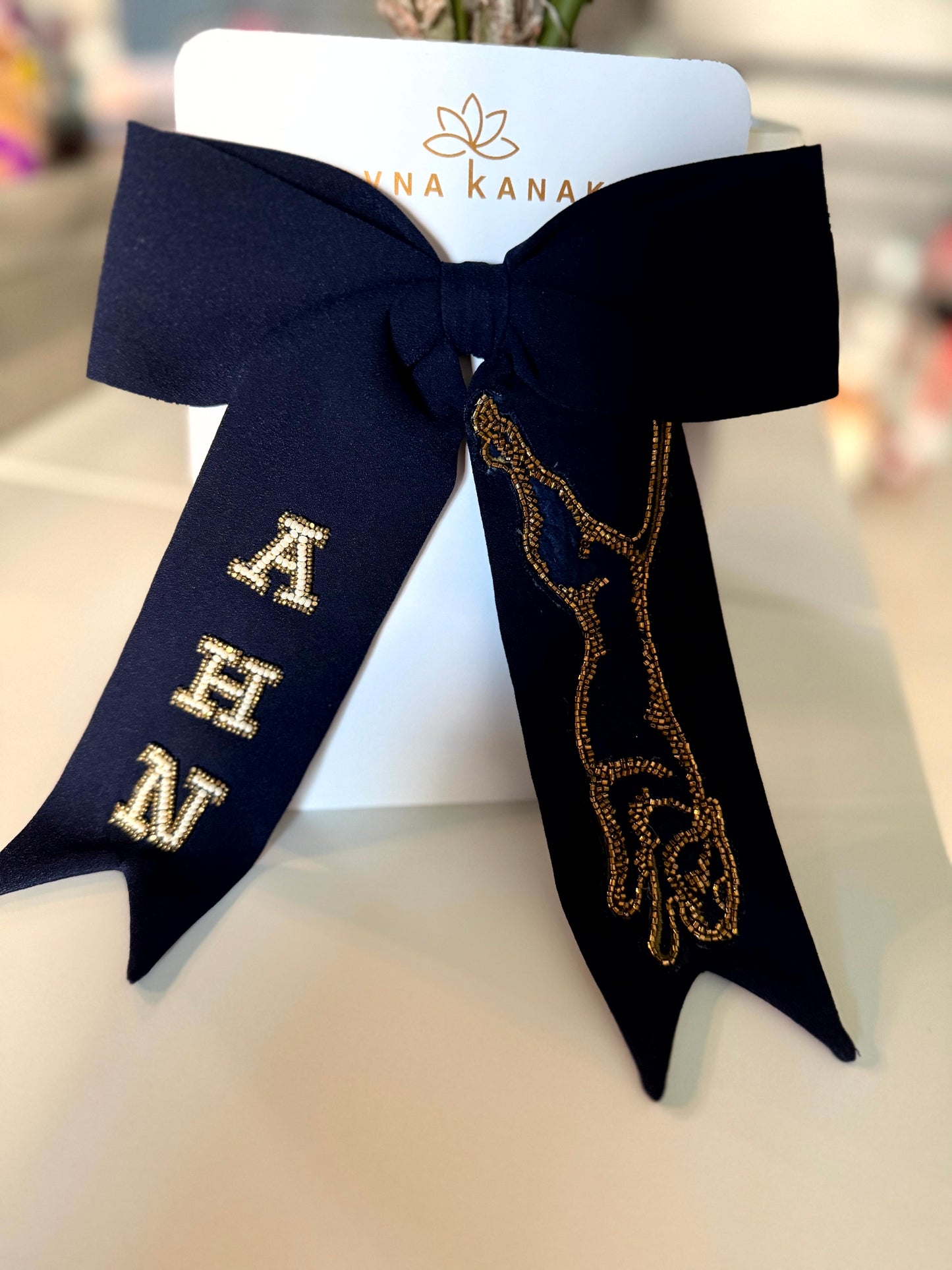 Navy Bow Hair Clip
