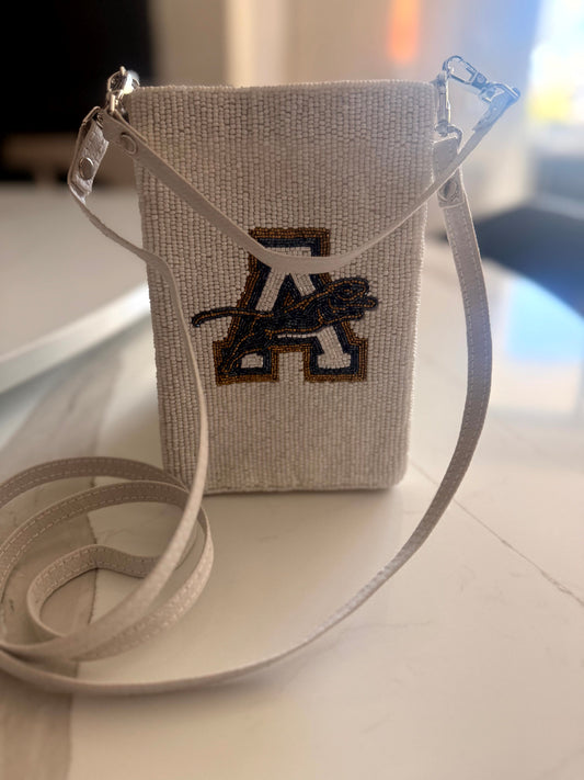 AHN White Mobile Phone Crossbody Bag