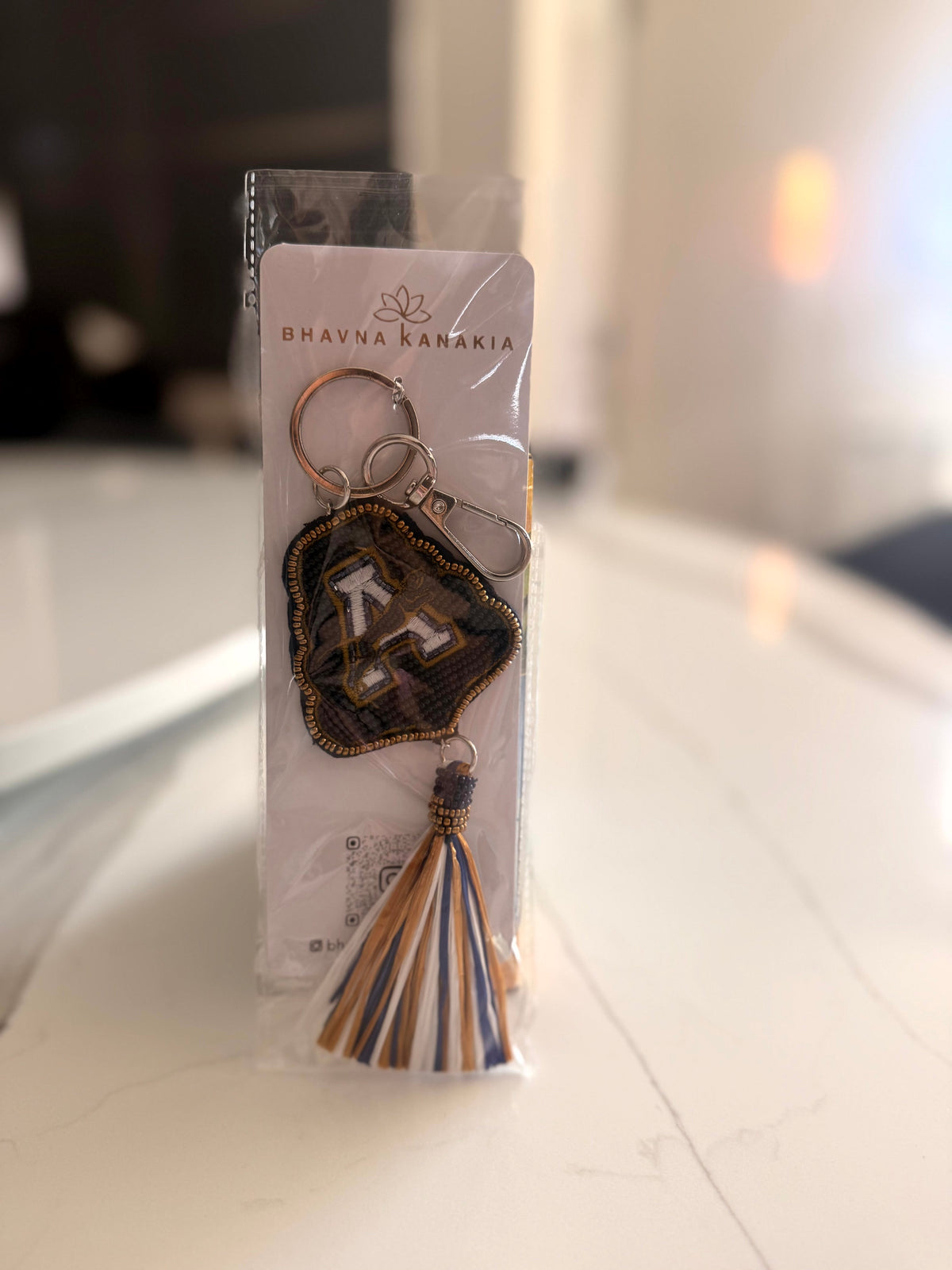 AHN Hand-Beaded Keychain & Tassel Charm