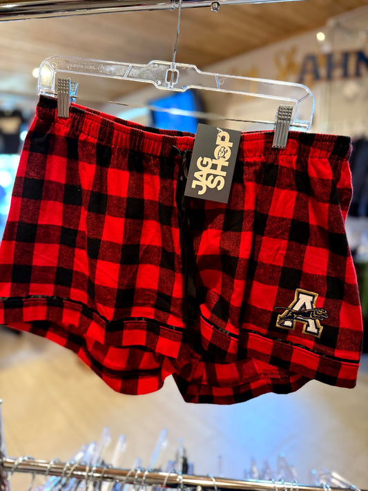 Womens Plaid Pajama Shorts - Red & Black