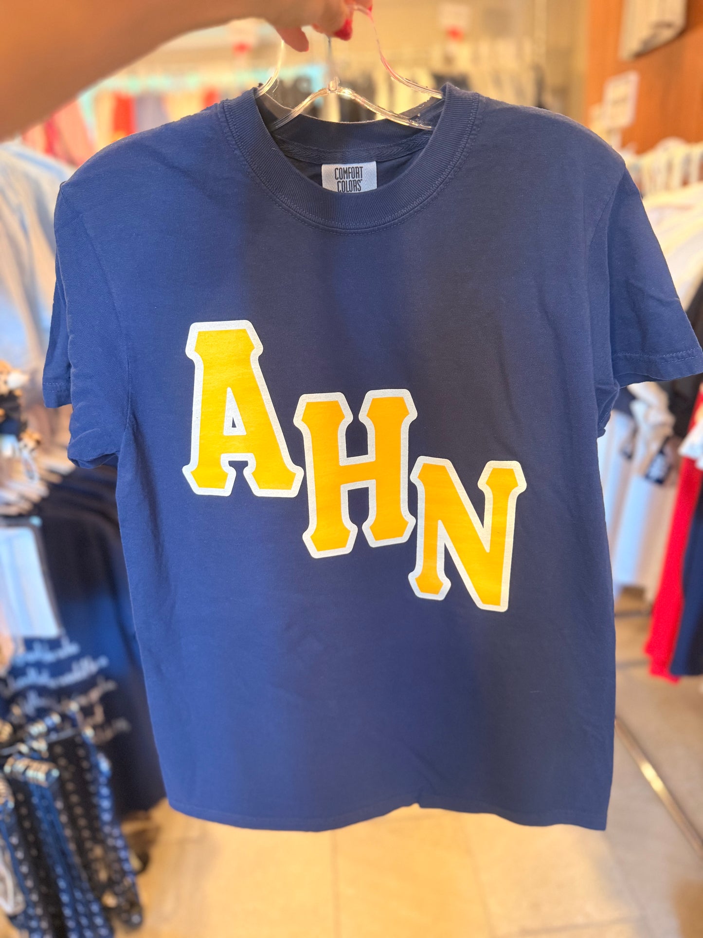 School Shirt - AHN Block Letters - Navy