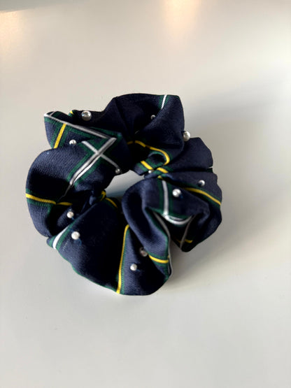 Plaid Pearl Scrunchie