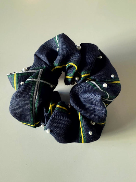 Plaid Pearl Scrunchie