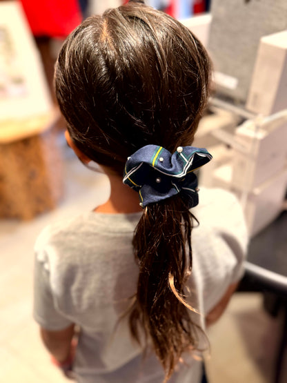 Plaid Pearl Scrunchie
