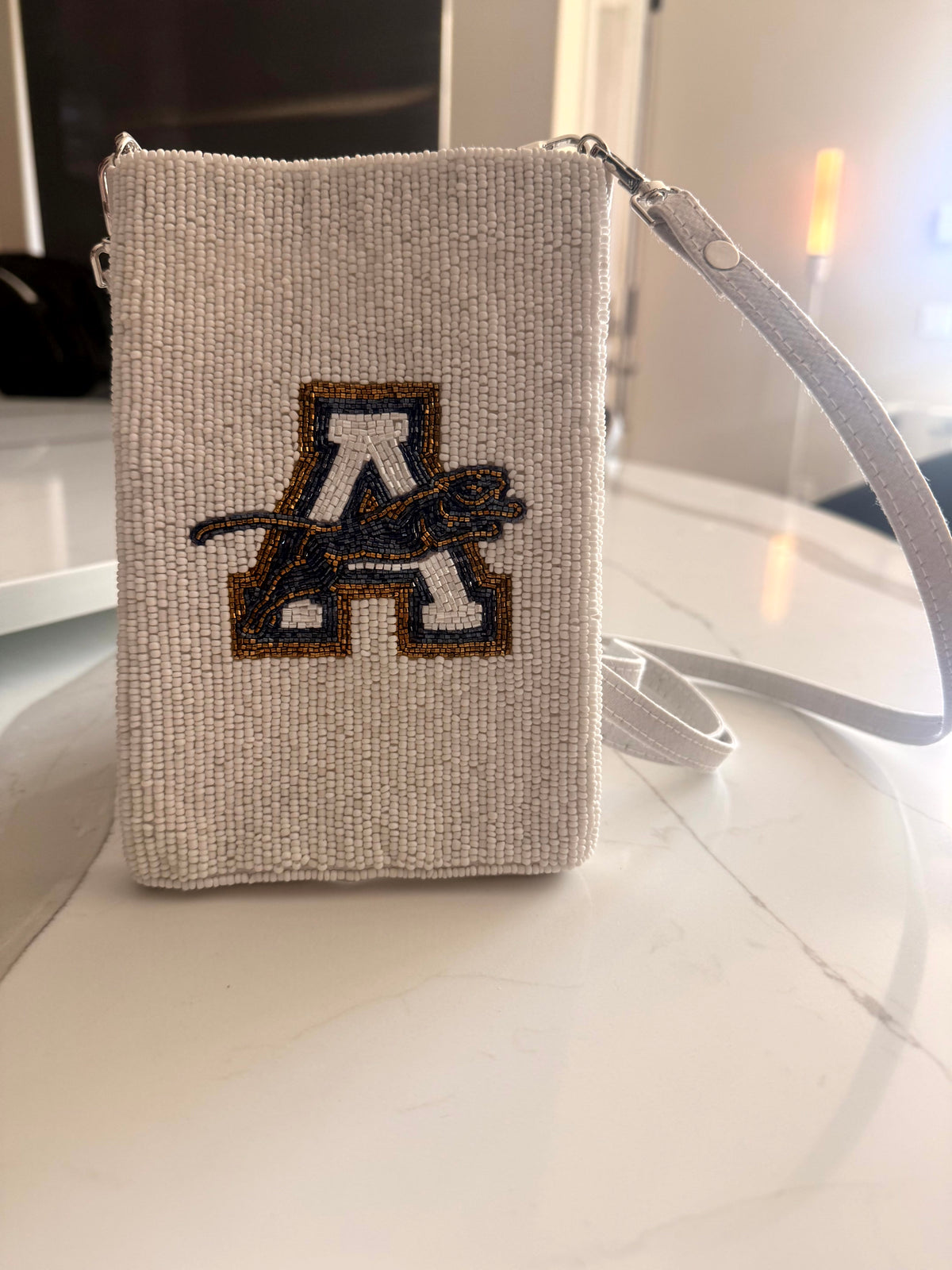 AHN White Mobile Phone Crossbody Bag