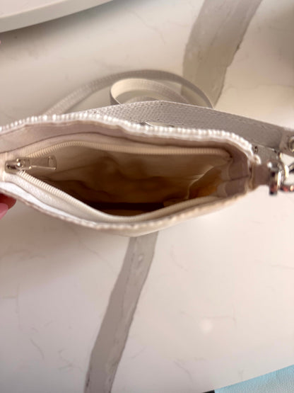 AHN White Mobile Phone Crossbody Bag