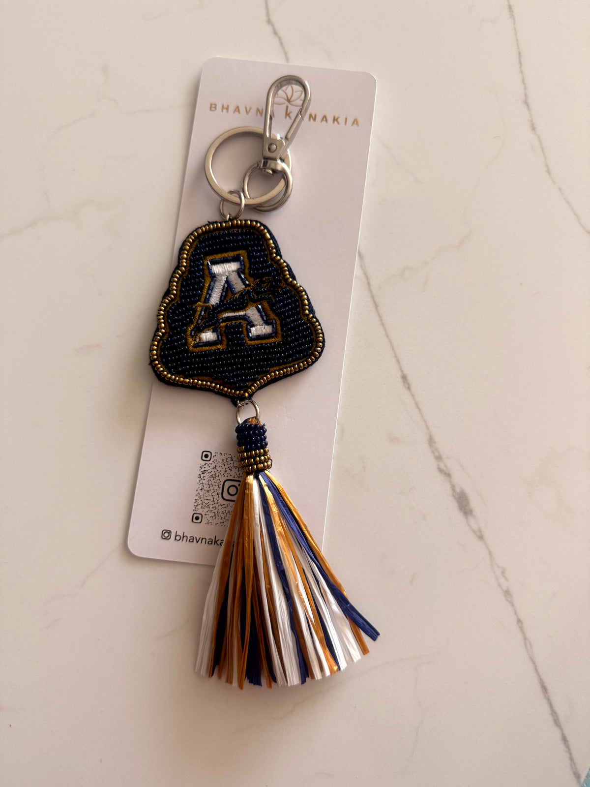 AHN Hand-Beaded Keychain & Tassel Charm