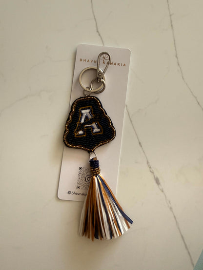 AHN Hand-Beaded Keychain & Tassel Charm
