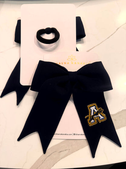 Navy Oversized Bow Hair Tie