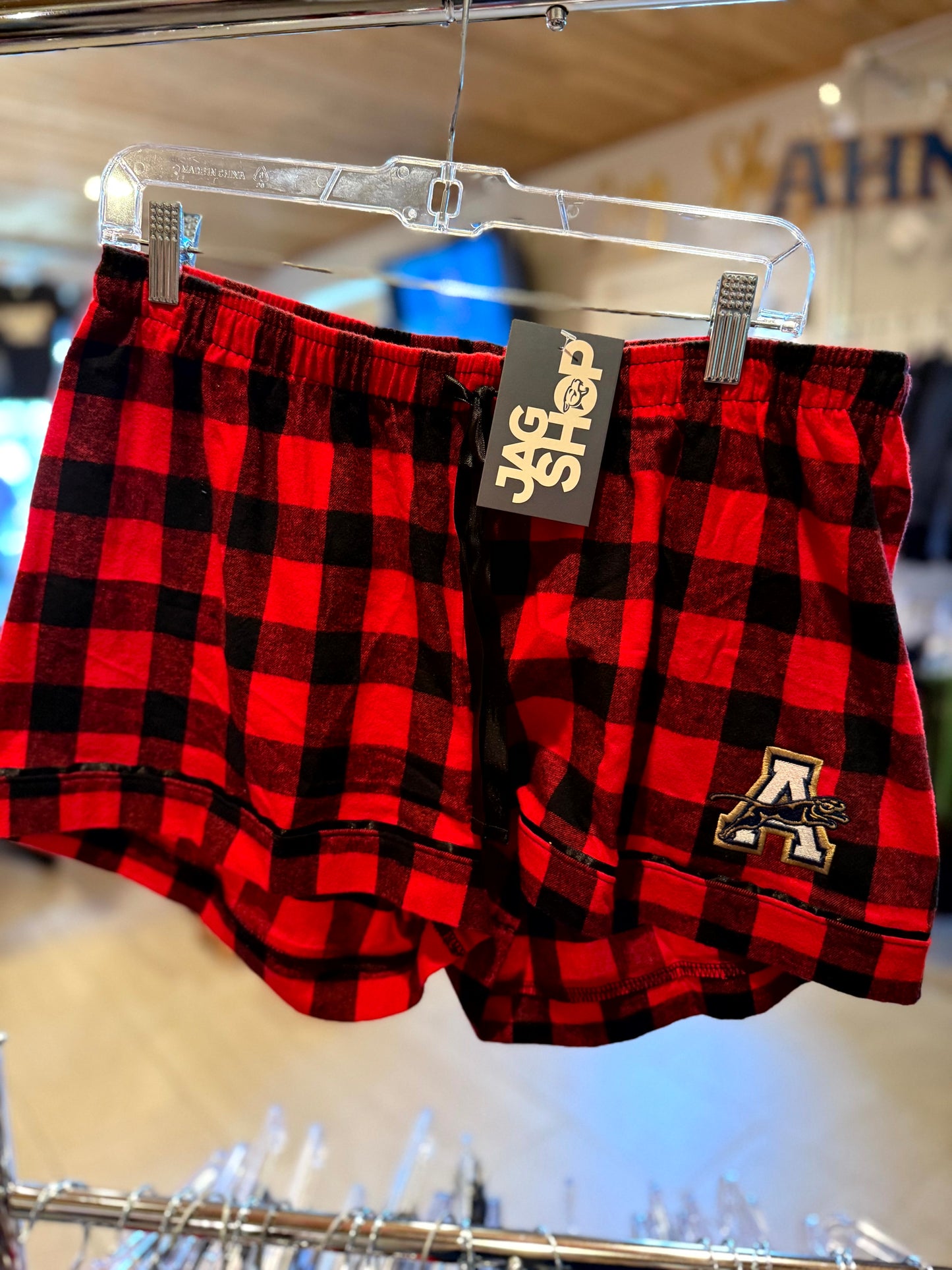 Womens Plaid Pajama Shorts - Red & Black