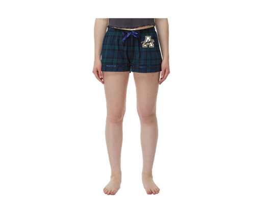 Women's Flannel Shorts - Navy & Green