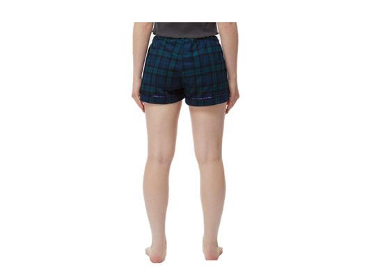 Women's Flannel Shorts - Navy & Green