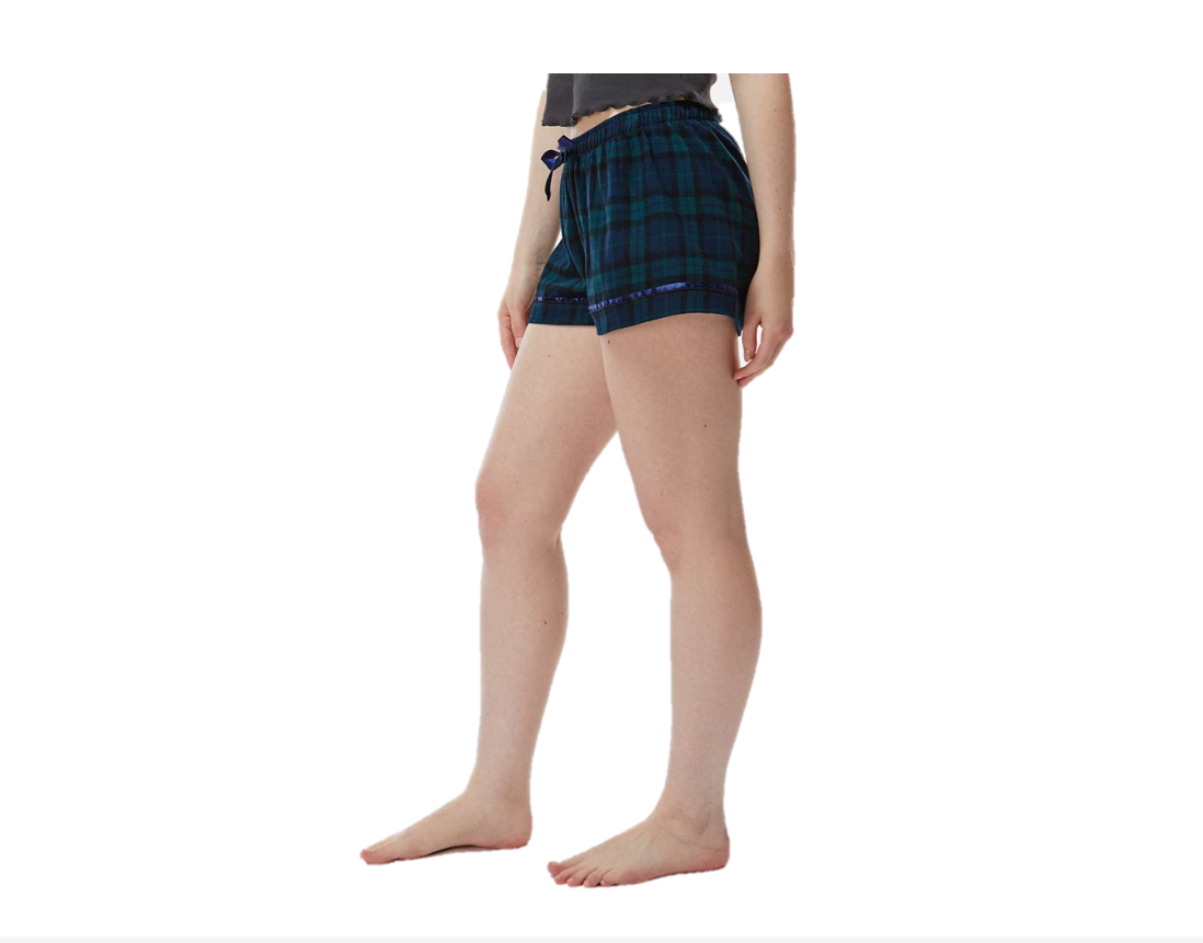 Women's Flannel Shorts - Navy & Green