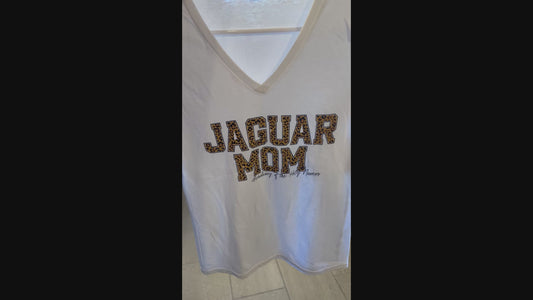 Mom Shirt - White - Jaguar Mom V Neck