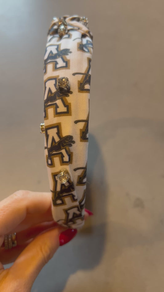 Headband – White Logo with Rhinestones